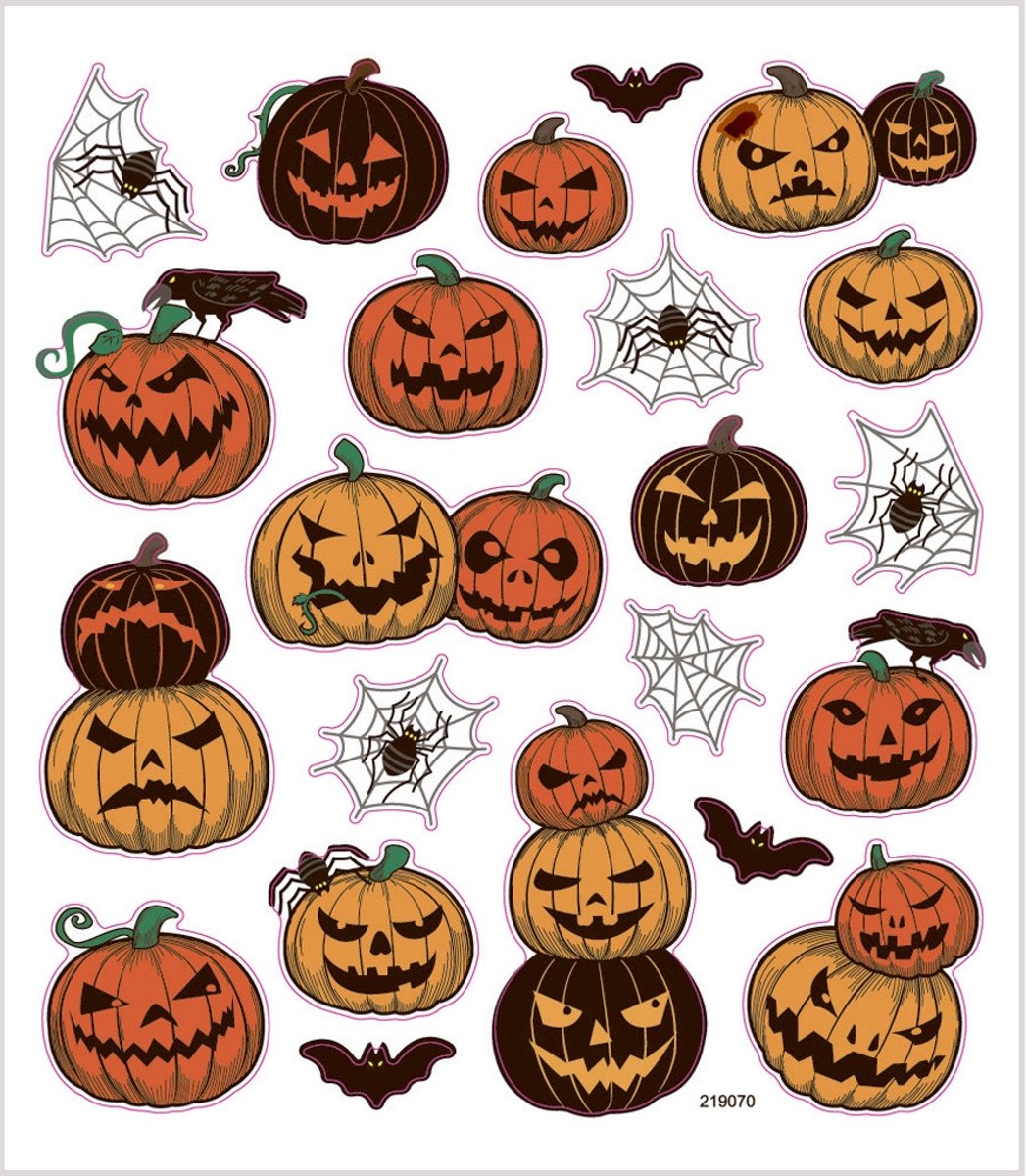 Halloween stickers, vel 15x16,5 cm, halloween pompoen, 1vel [HOB-28996]